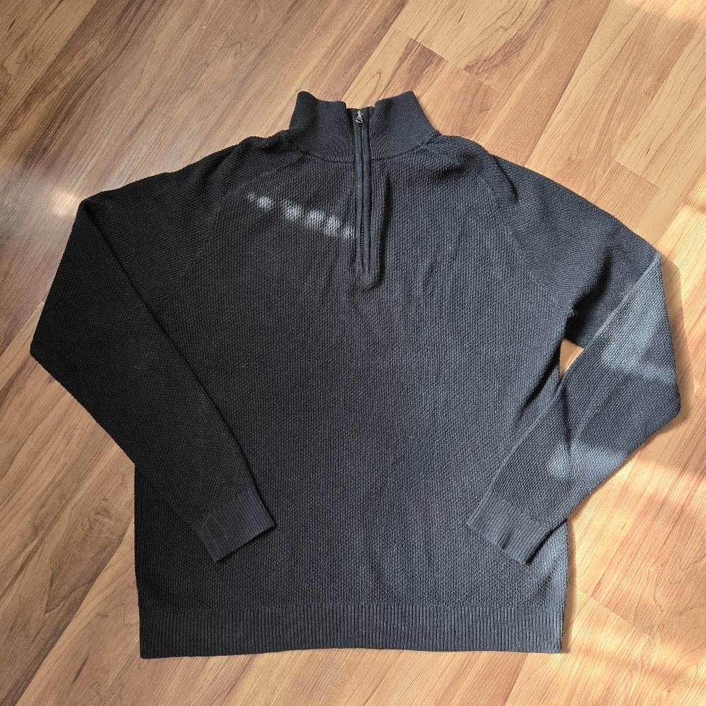 Goodfellow & Co Men's Lg Black Zip Up Sweater with Ribbed Mock Neck 1/4 Zip VGUC